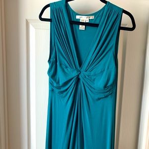 Teal maxi dress with knotted bust